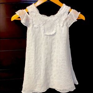Girls Size 4 Ivory colored Cold shoulder dress